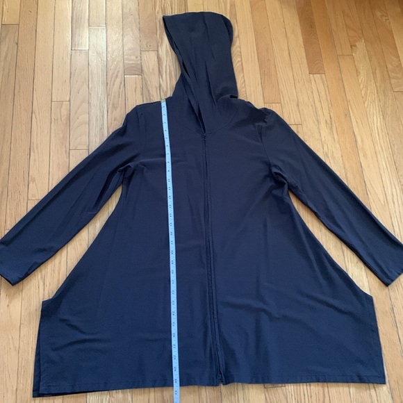 EILEEN FISHER Long Jacket Hooded Zip Front Dark Gray Size S - Picture 13 of 16